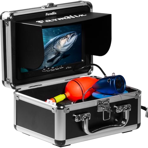 Underwater Ice Fishing Camera 7inch LCD Monitor,30m/98ft Cable 10000mAh Battery,Fish Finder 1200TVL with 24pcs Lights Camera.12pcs Infrared,12pcs White Lights,Aluminium Case for Lake,Fish Boat