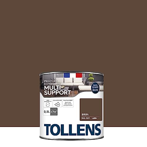 Tollens Peinture extérieure multisupport - Ultra résistante Haute qualité - Satin - Brun - 0,5L...
