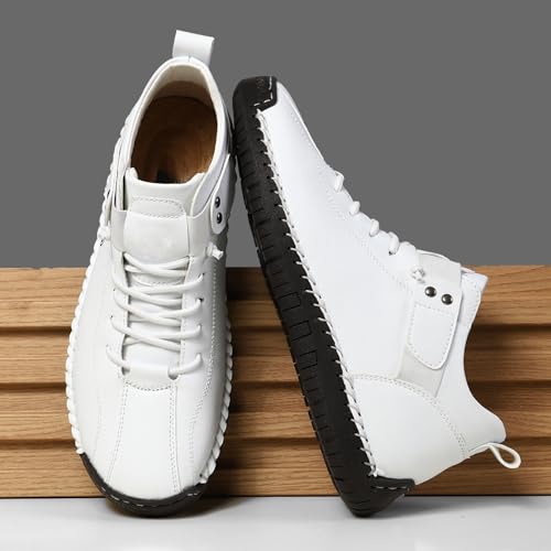 Men's Leather Orthopedic Sneakers Casual Lightweight Slip On Sports Shoes Outdoor Hiking Flat Chukka Boots Non-Slip Walking Driving Shoes 6