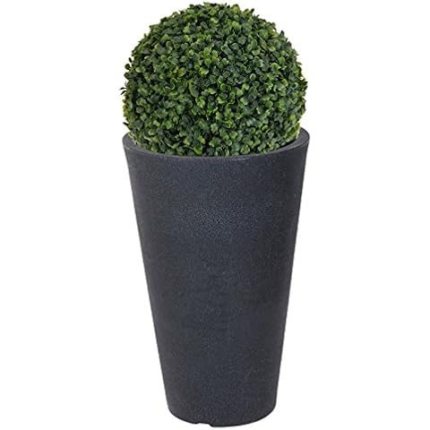 URBNLIVING Charcoal Grey Pot with Grass Dome Cover