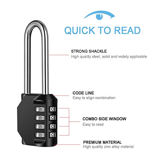 Disecu DS001 2 Pack Disecu® 2.6 Inch Long Shackle Combination Lock, 4 Digit Outdoor Waterproof Padlock For School Gym Locker, Sports Locker, Hasp Storage, Gate thumb #1