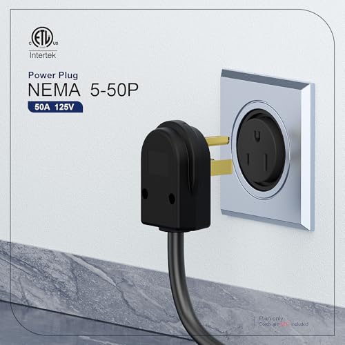 DEALTUS 50AMP 125 Volt Nema 5-50P Plug, 3 Pole 3 Wire Grounding Straight Blade Plug for Welders, Complies with Rohs, Nema, Reach, Black by DEALTUS - Used condition - Image 6