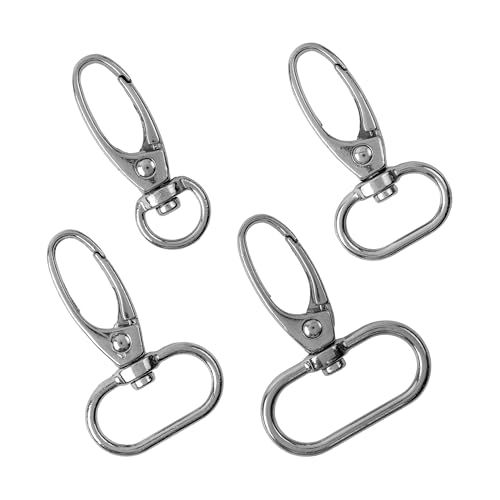 Karabinerhaken mit Drehverschluss, 12 Stück, 10 mm D-Ring mit Karabiner Haken, Taschenkarabiner 360° Grad drehbarem Ösenring, Metall Gurtschnalle mit Haken zum Basteln, Tragegurt Karabinerverschluss