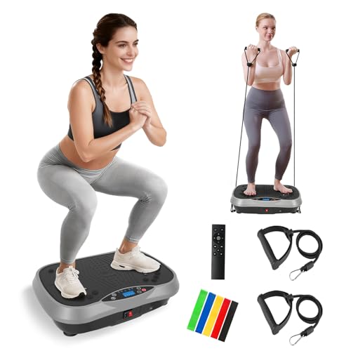 Image of Vibration Plate Exercise Machine, 10 Auto Modes /200-Levels Vibrating Plate for Lymphatic Drainage Weight Loss, 400LBS Capacity Shake Plate for Whole Body Workout for Home Gym Fitness