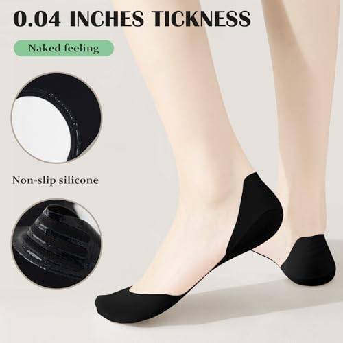Image of No Show Socks with Invisible Sling Back Womens, 6 Pairs Low Cut Half Toe Topper Socks with Non-Slip Straps for Heels