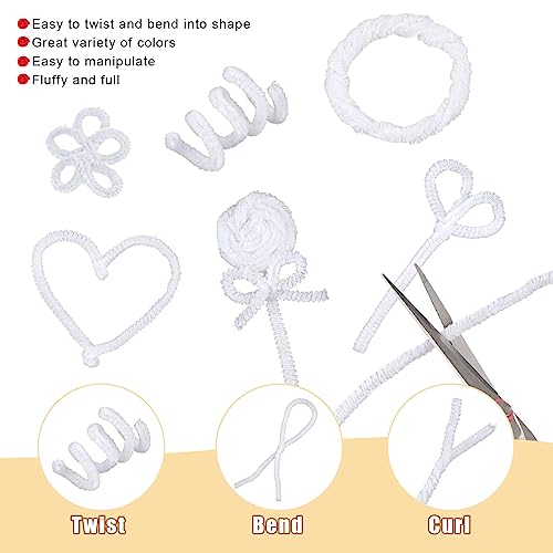 100Pcs Pipe Cleaners, 30cm White Pipecleaners for Craft Soft Fuzzy Pipe Cleaners Wire Sculpture for Craft Flowers Holloween - Image 4
