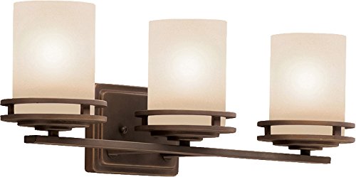 Image of Kichler Hendrik 24 inch 3 Light Vanity Light with Light Umber Etched Glass Olde Bronze