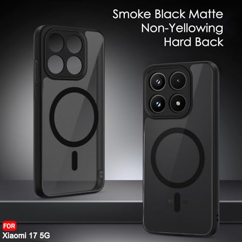 Image of TheGiftKart Hybrid Shockproof Back Cover Case for Xiaomi 17 5G Compatible with MagSafe | Hard Back Cover Case for Xiaomi 17 5G (PC & TPU, Translucent Smoke Matte Back, Black Sides)