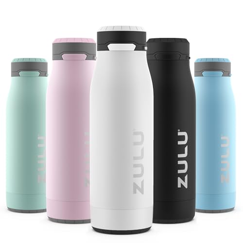 Image of ZULU Ace Vacuum Insulated Stainless Steel Water Bottle with Chug Spout, Leak-Proof Locking Lid and Removable Base for School, Backpack, Sports, Gym, Travel