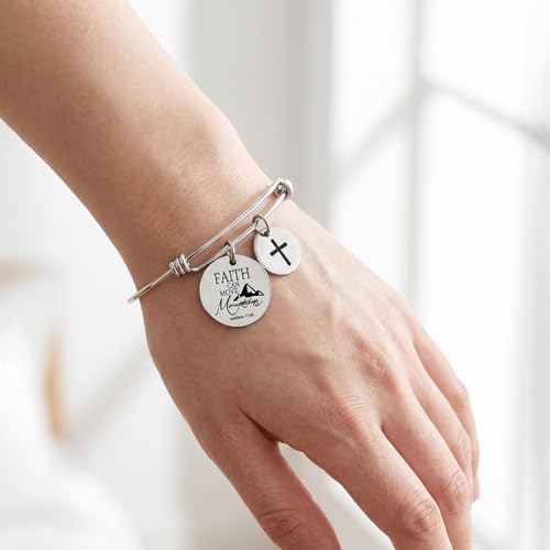 Image of Cross Adjustable Christian Bible Verse Bracelet Religious Jewelry | Inspirational scripture bangle, thoughtful confirmation faith gift for women teengirls