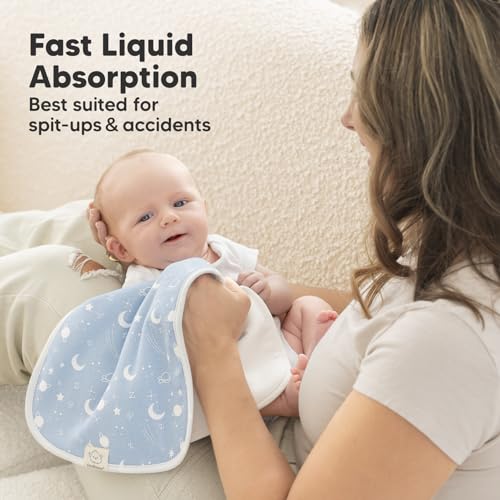 Image of Organic Burp Cloths Baby Boy & Girl - 5-Pack Super Absorbent Cotton Burping Cloths for Babies, Soft & Plush Newborn Spit Up Rags, Infant Towels for Milk Spit Up, Unisex, Large 21 inch x 10 inch(Constellation)