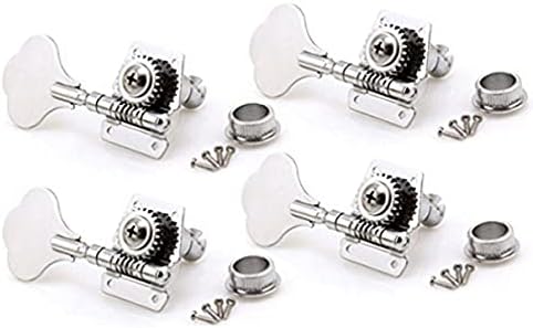 Uonlytech 4Pcs Open Gear Bass Vintage Machine Heads Tuners Guitar Tuning Pegs Bass Guitar Tuning Keys Electric Bass Machine Heads for Guitar Sliver