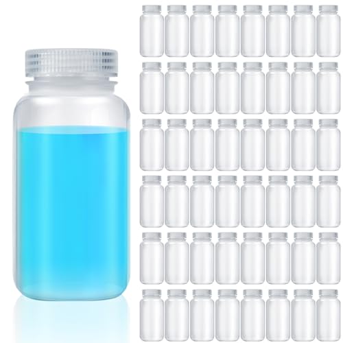 Tatuo 48 Pcs 4 oz 125ml Polypropylene Reagent Bottle Plastic Sample Bottles with Screw Caps Translucent PP Sample Containers with Lid for Liquids Laboratory Storage at Home (Clear)