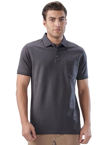 Image of Colorplus Men Regular Fit Solid Pattern Pure Cotton Half Sleeve Polo Neck Casual T-Shirt
