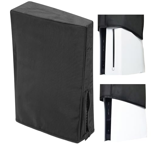 Custodia antipolvere per PS5 Pro, protezione antipolvere verticale, antigraffio, impermeabile, con porta cavo posteriore, per PlayStation 5 Pro, versione digitale, accessori (nero)