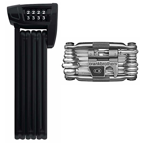 ABUS Bordo Lite 6100 Foldable Combo Lock - 85cm and Crank Brothers M19 Multi Bicycle Tool Kit