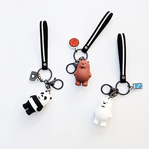 Speedyuni Cute Bear Keychain, Ice Bear/Grizzly/Panda Cute Cartoon Keychain Perfect Gifts: The Three Bare Bears, We Bare Bears (Set Of 3 (Ice Bear, Grizzly, Panda)) #TOP2
