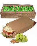 Loxato 250 Bolsas Papel Kraft Marrón - Sobres - Bolsas de Papel para Bocadillos, Bolleria, Pan, Empanadas, Alimentación, Dulces, llevar Desayuno - Marrón 10x5.5x25cm