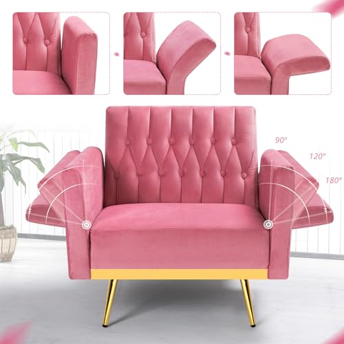 Sillón Plegable Con Brazo Ajustable Color Rosa miniatura 6