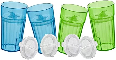 Reflo Smart Cup Bundle (Blue & Green 4-Pack) Slow-Spill Toddler Transition Training, Montessori Weaning Cup Teaches Real Drinking Skills, 360 Rim Flow-Control, Made in USA, E-Guide via QR Code