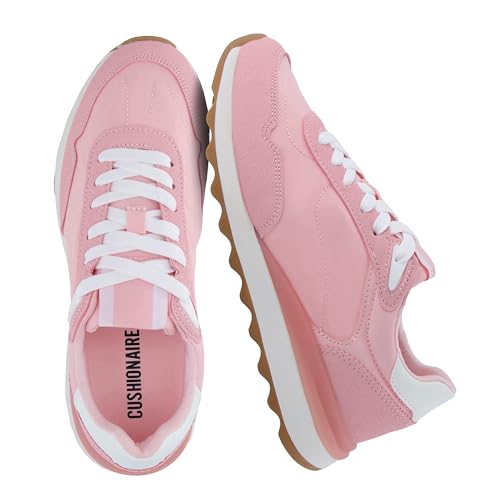 Image of CUSHIONAIRE Kicks Fashion Sneakers for Women, Lightweight Non-Slip Lace Up Shoes with Memory Foam