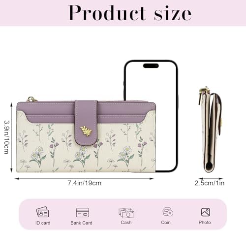 ZEWZI Portafoglio Lungo da Donna, Portafoglio in Pelle da Donna a 3 Pieghe di Grande Capacità, Portafoglio con Patta Multifunzionale e Scomparto Per monete Con Zip