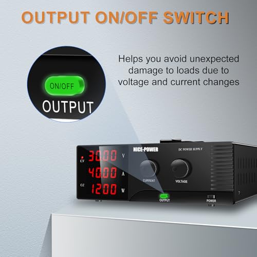 Image of NICE-POWER DC Power Supply Variable 30V 40A, 1200W High Power Benchtop Power Supply with Encoder Adjustable Switching Voltage Regulator, Benchtop Laboratory Power Supply with Built-in Intelligent Fan