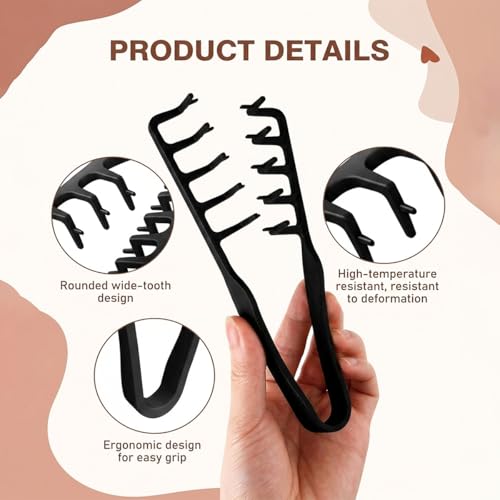 Image of Complete Comb Set for Men and Women, 3Pcs Hair Comb for Women, Texture Comb, Detangling and Foldable, ABS Material - Styling and Texture