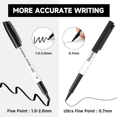 Image of Shuttle Art Ultra Fine Dry Erase Markers, 15 Pack Black Whiteboard Markers with Erase, Dry Erase Markers Perfect For Writing on Whiteboards, Dry-Erase Boards,Mirrors for School Office Home