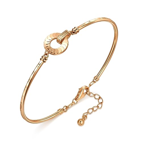 CHOW SANG SANG Delicate Gold 18K Rose Solid Gold Hoop Circle Bangle for Women 94314K | 7 (Wrist Size:14.5-15.5 CM)2
