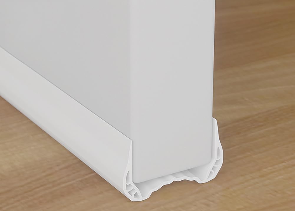 Striscia sigillante per la parte inferiore della porta, paraspifferi flessibile in PVC per porte, non si attacca alla porta, insonorizzante per porte (bianco, 100 x 5,5 cm - 1)