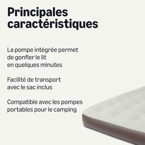 Amazon Basics Matelas Gonflable Électrique - Pompe Intégrée, Lit Gonflable Portable avec Sac de Transport, Queen Size 203x152x25cm – Image 3