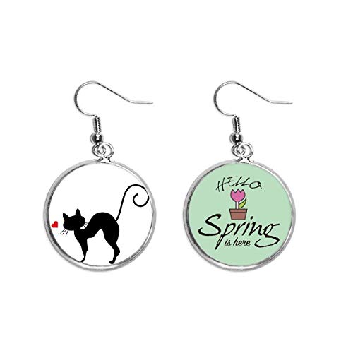 Pendientes de gato corazón silueta animal colgante joyas