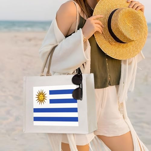 Flag of Uruguay Canvas Tote Bag for Women â€“ Durable, Reusable, and Stylish Tote Bags for Work, Beach, and Everyday Use3