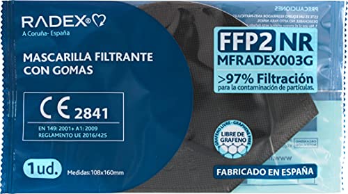 Miniatura 5 de Radex Caja De 25 Mascarillas Ffp2 Negras 5 Capas Con Capa Anti Polvo Certificación Ce 2841 Hechas En España