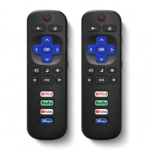 2-Pack Universal Remote for Roku TVs - No Setup Works with TCL Onn & More