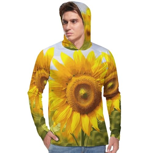 Men's Sun Shirts UPF 50+ Rash Guard Long Sleeve Sun Protection Hoodie Sunflower Lightweight Shirt 3XL2