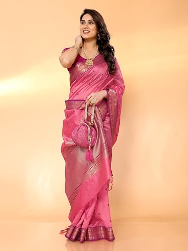 Image of Sidhidata Women's Cotton Silk Jacquard Boardered Saree With Unstitched Blouse Piece (Kalyani)