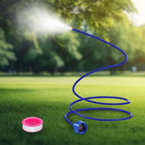 Dunkive 60 Inch Hose Mister for Outside Patio, Flexible Standing Mister Portable Garden Misters for Cooling Outdoor, Hose Misting System for Backyard, Bird Bath, Water Mist Playing(Blue)