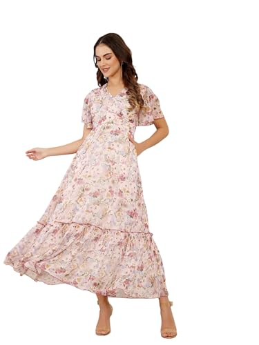 Image of Miss Chase Women's Round Neck Cap Sleeves Lace Knee -Long Skater Dress
