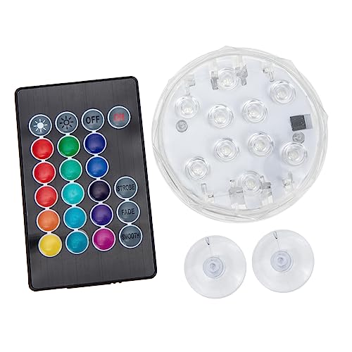 DECOMELODY Lámpara LED Sumergible Rgb para Piscina Desmontable, Luz Subacuática Ip68, Control Remoto 15 Colores, Iluminación Decorativa para Jardín Acuático y Estanques