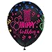 14 pieces latex balloons Happy Birthday NEON Assortment, 12