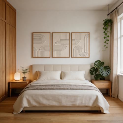 Image of CHDITB 3D Abstract Wall Art,Textured Earth Tone Geometric Framed Wall Decor
