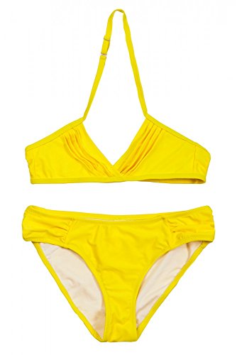 Bikini de dos piezas para niñas talla 170-176 cm: bañador amarillo que no roza la piel