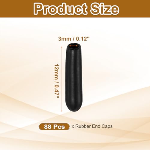 Image of uxcell 88Pcs Rubber End Caps, 3mm(1 /8 inch) ID 12mm(15 /32 inch) Height Round Screw Thread Protectors Flexible Screw Bolt Covers Caps for Metal Tube Rod Bolt, Black