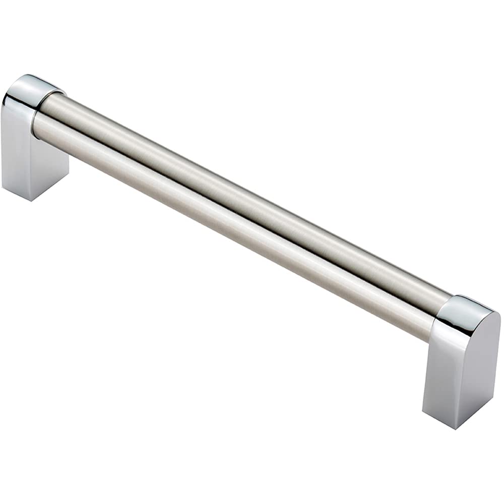 Loops Round Tube Pull Handle 176 X 16Mm 160Mm Fixing Centres Satin Nickel & Chrome
