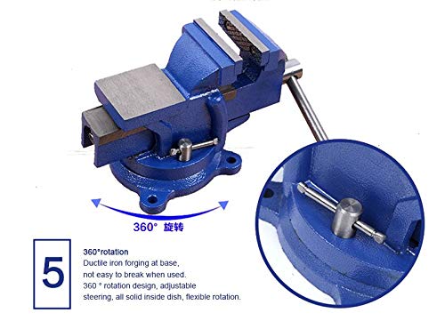 KATSU Tornillo de Banco 5" 125mm 5,2kg, Resistente de 360 Grados Base Giratoria Torno Fresadora Mesa Banco de Trabajo Abrazadera para Mecánicos e Ingenieros 402351