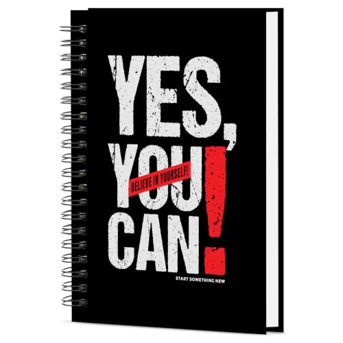 Image of Yes You Can Printed Cover A5 Size Wiro Hard Bound Notebook Diary For Girls and Women | 200 Ruled Pages | 80 GSM Paper | Undated Journal Diary