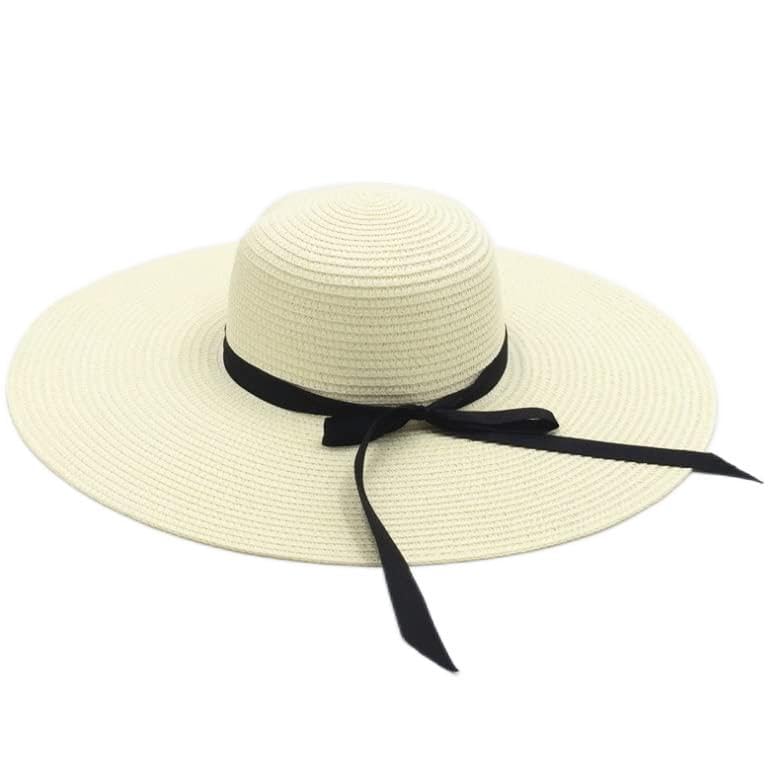 LNNSHX Sombreros Flexibles de Verano Casual Vacaciones Viajes ala Ancha Sol Mujeres Ajustable Plegable (Negro 1)