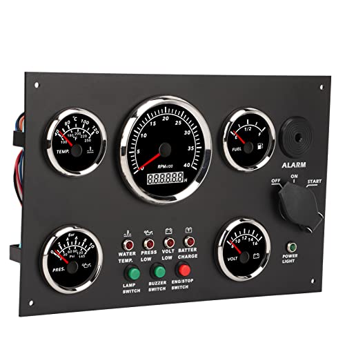 Instrumententafel für Boote, Öldruck, Kraftstoffstand, IP67, Wasserdicht, Drehzahlmesser, Armaturenbrett, Wassertemperatur-Set für Technische Maschinen, Wohnmobile